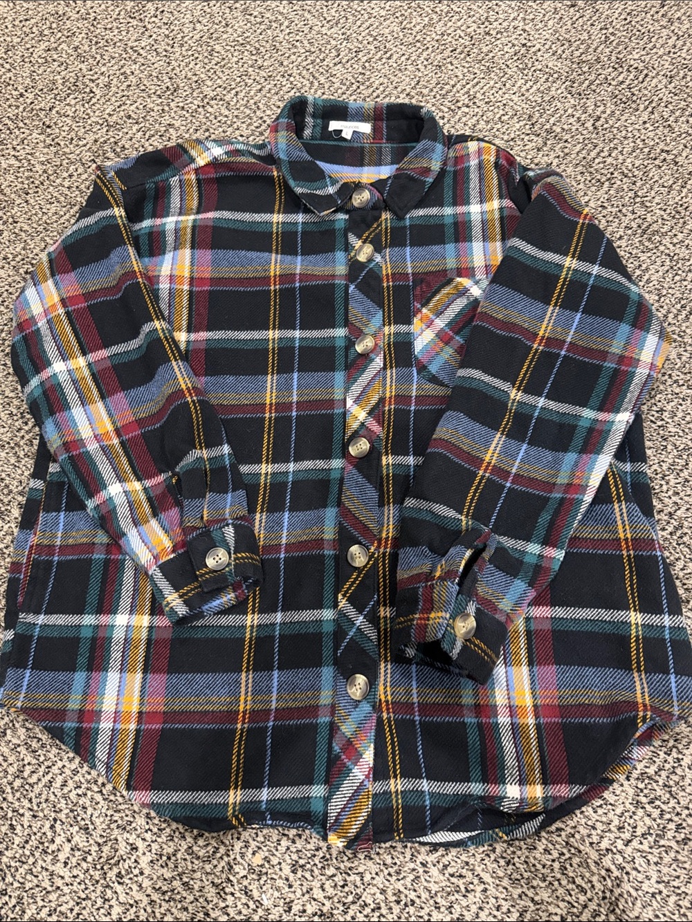 Maurices Black Multi Plaid Button-Down Shirt